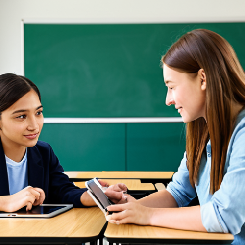 Home 23 Modern Classroom Scenario**
"A diverse group of students collaborating on a project in a bright, modern classroom. The scene showcases active learning with students discussing ideas, using tablets, and working together around a table. The teacher is guiding the discussion, not lecturing. Focus on engagement and collaboration. Fully clothed, appropriate attire, safe for work, perfect anatomy, natural proportions, high quality, professional educational illustration."
**