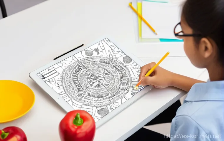 국어 학습에서의 마인드맵 활용 - **Prompt:** A young female student, early 20s, with bright, enthusiastic eyes, sits at a modern, lig...