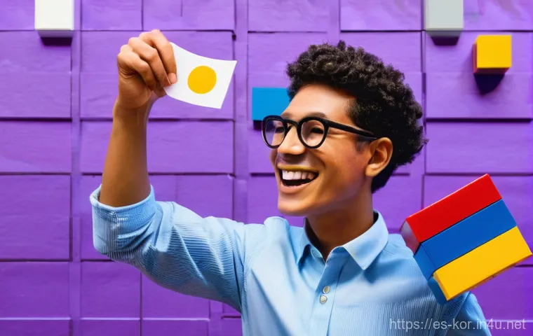 국어 문법 문제 풀이 - **Prompt:** A vibrant, dynamic illustration of a young adult (gender-neutral, fully clothed in smart...